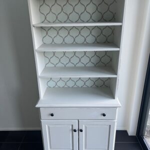 White Hutch with French Quatrefoil Accent
