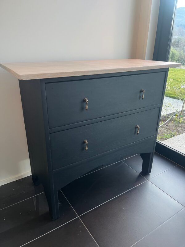 Elegant two-drawer chest - brass vintage handles